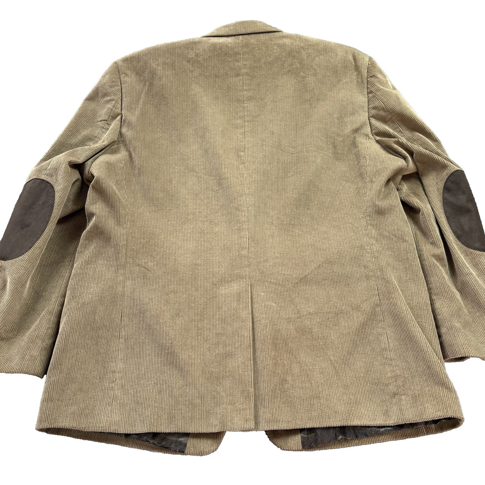 Lauren Ralph Lauren Men’s Tan Corduroy Blazer 46R Elbow Patches Paisley Lining - Picture 3 of 14